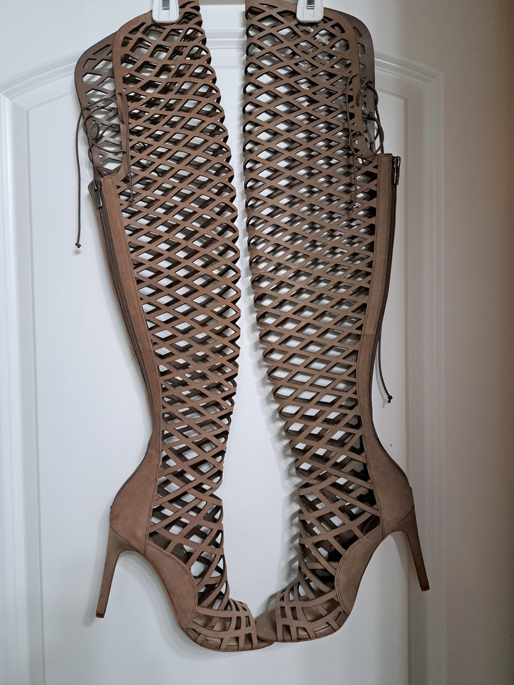 Vince Camuto Women's Taupe Gladiator Knee-High Heels